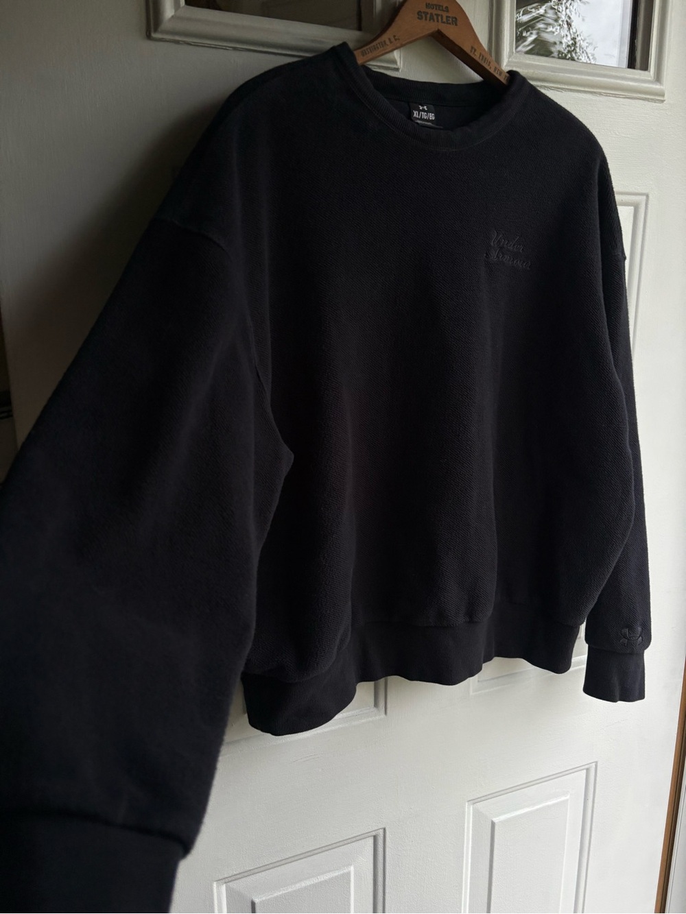 Under Armour Black UA Icon Rev Terry Crewneck Pullover Sweatshirt Men's XL